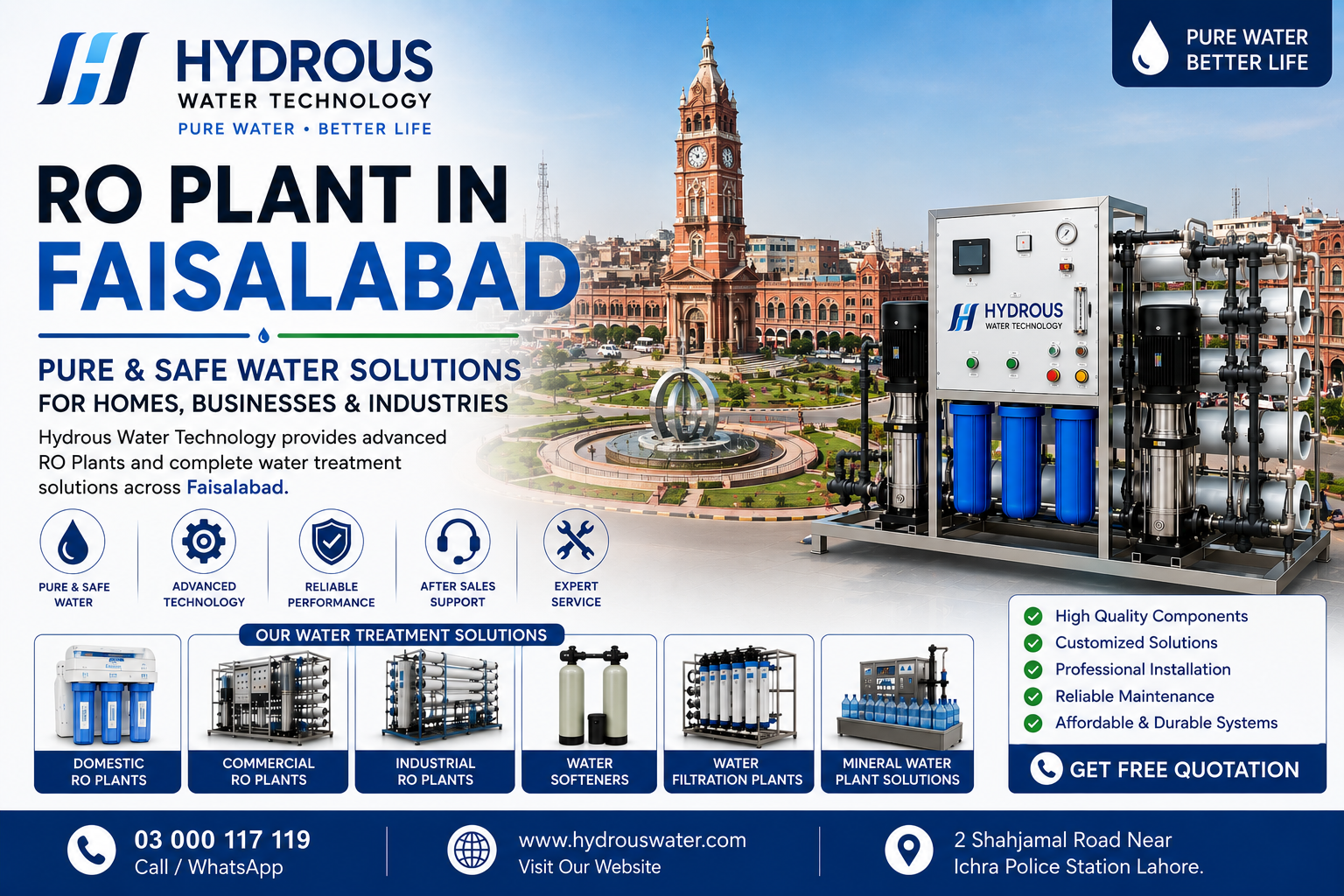 RO Plant in Faisalabad by Hydrous Water Technology
