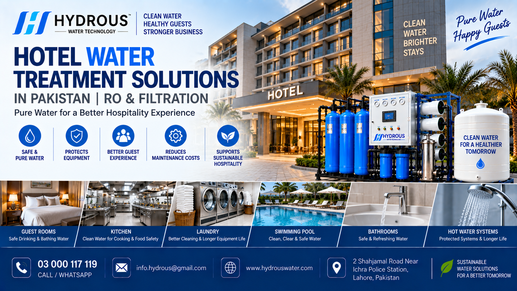 Hotel water treatment solutions in Pakistan with RO and filtration system