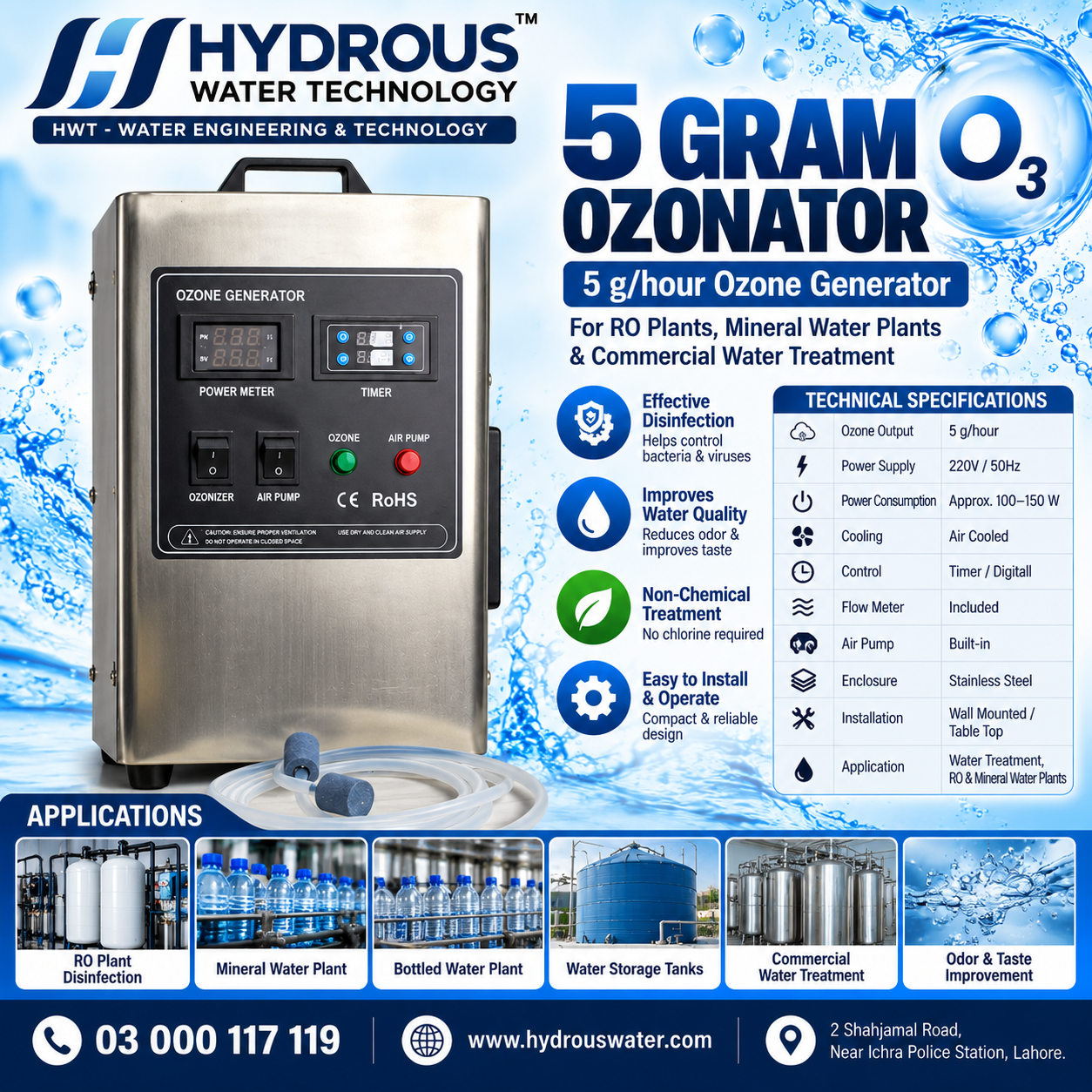 5 Gram Ozonator Price in Pakistan – Hydrous Water Technology