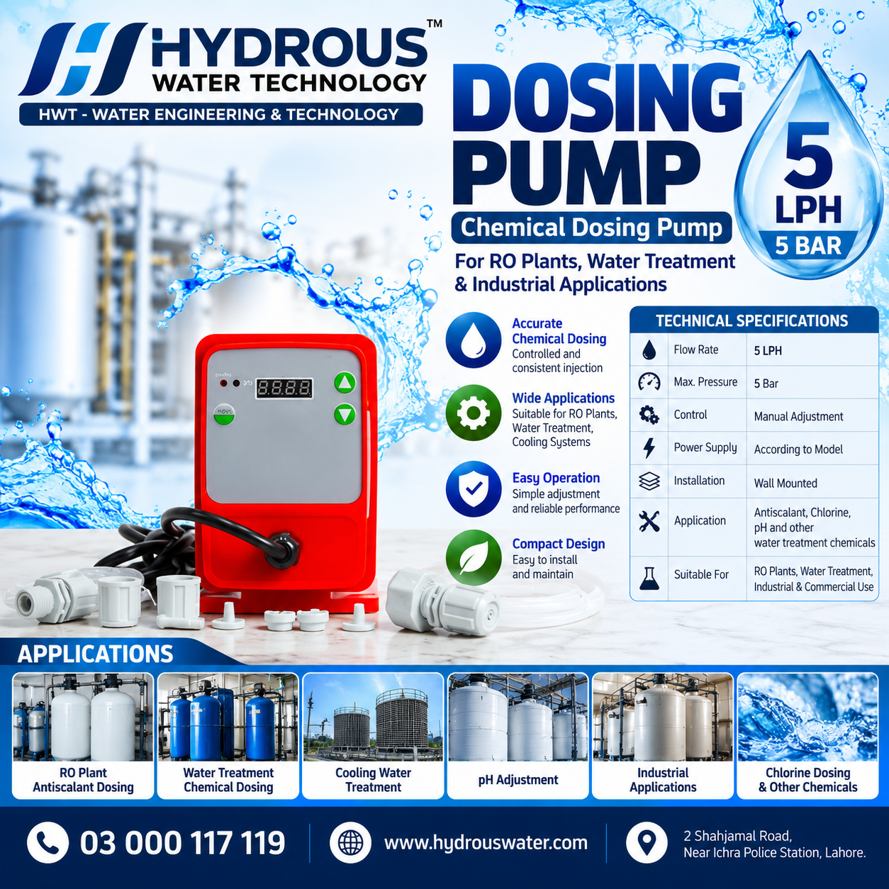 Dosing Pump Price in Pakistan – 5 LPH Chemical Dosing Pump