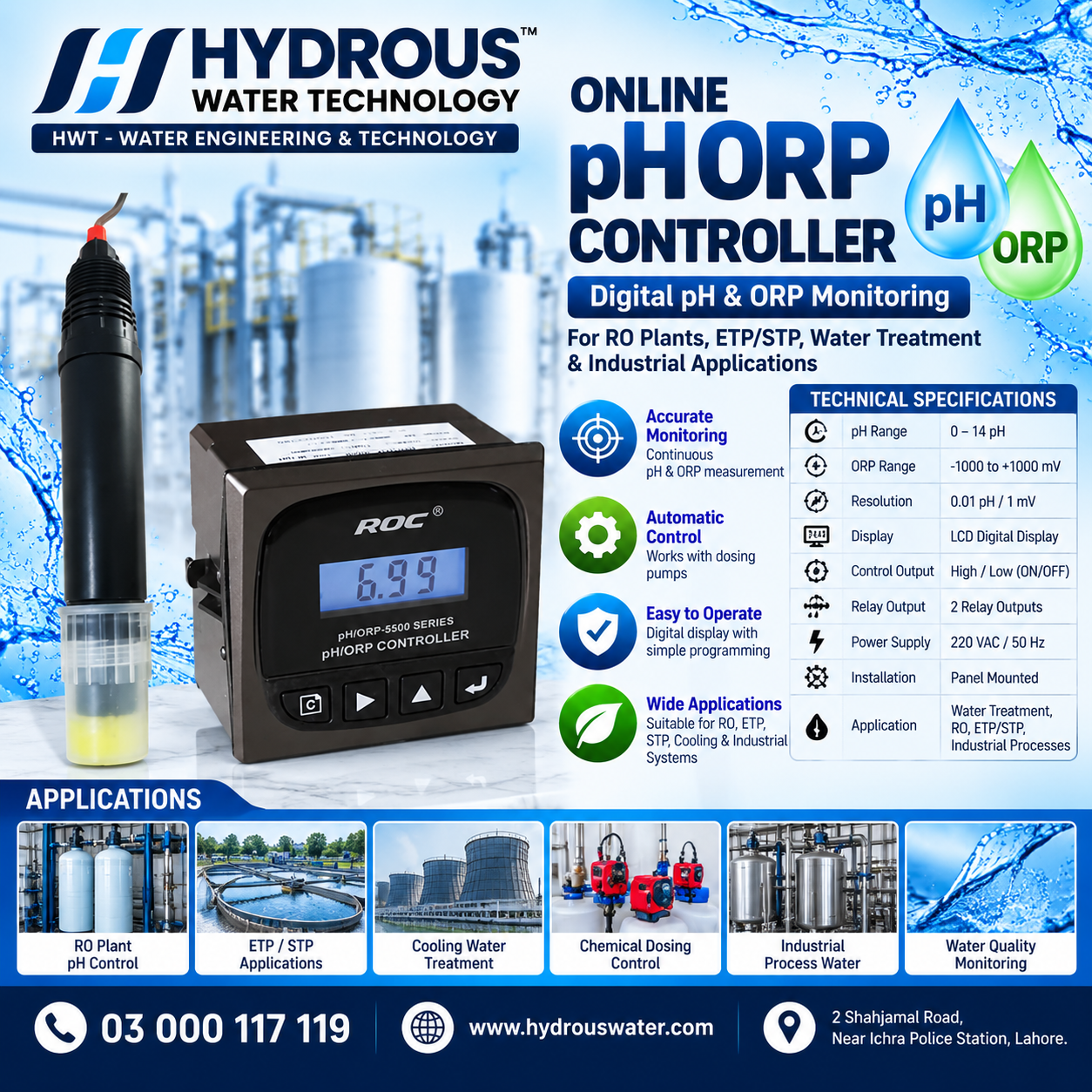 Online pH ORP Controller Price in Pakistan – Hydrous Water Technology