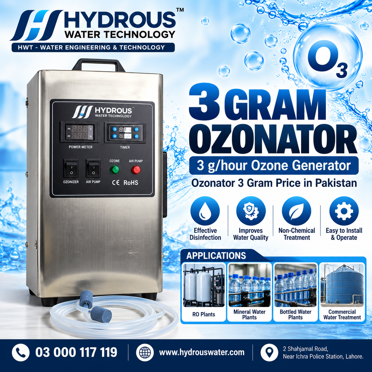 Ozonator 3 Gram Price in Pakistan – Hydrous Water Technology